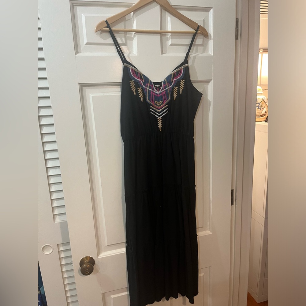 Joy Joy Black and Pink Embellished Maxi Sundress